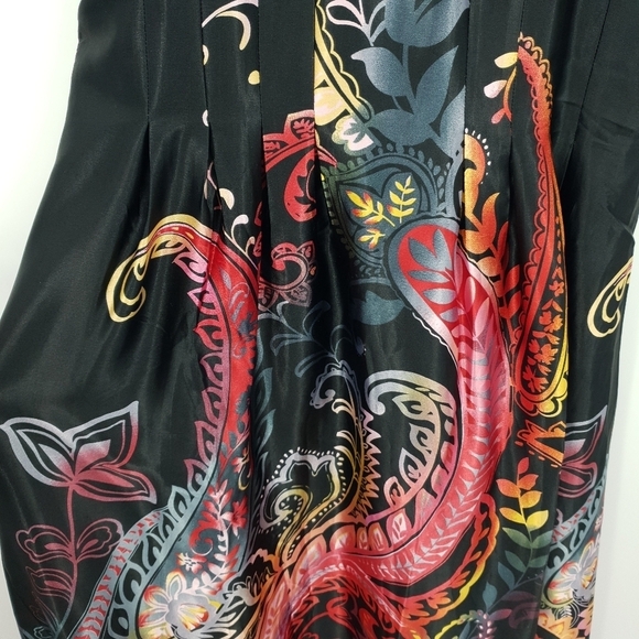 NEW Pura Vida Satin Maxi Dress Women's 6 Black Red Colorful Sexy Strappy Flowy - Picture 6 of 10